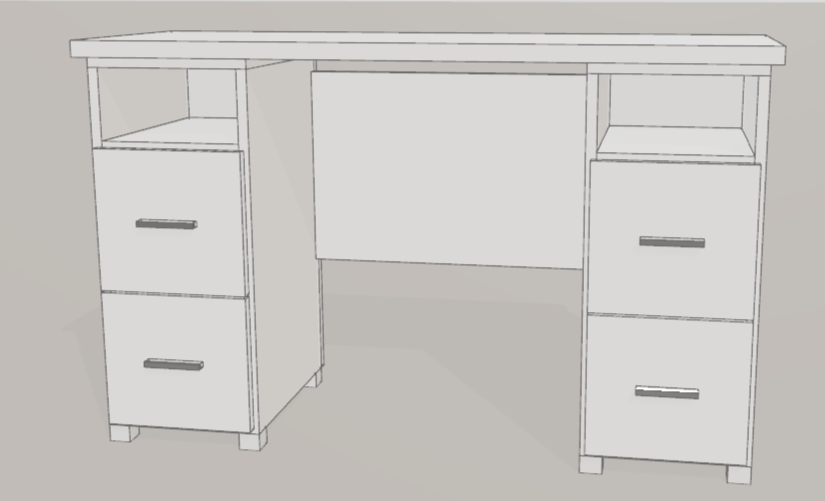 Escritorio con cajoneras